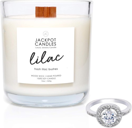 Lilac candle with - with, inside