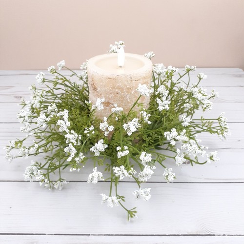 Floral candle ring white - candle,