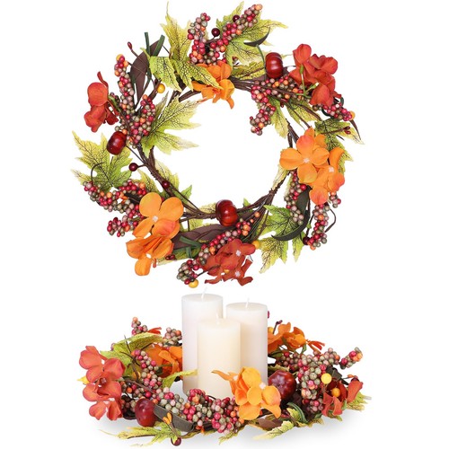 Fall candle rings - candle, wreath